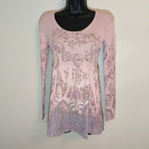 Soft Floral Knit Babydoll Top S Romantic Cottagecore Vintage Inspired Fairycore